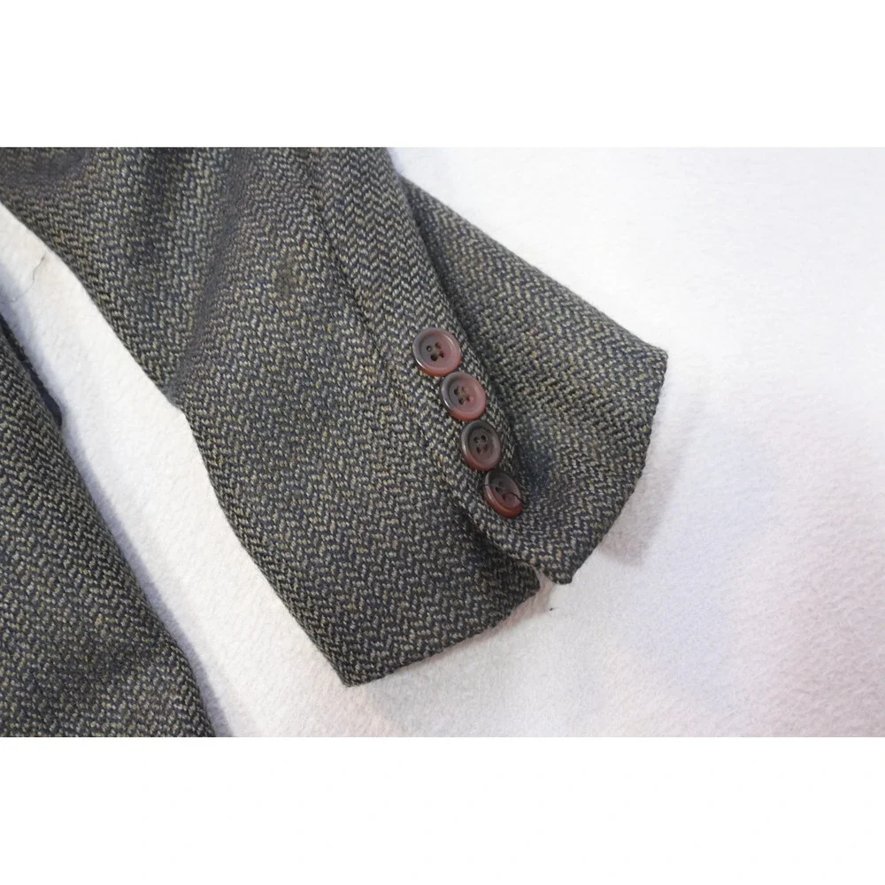 Chaps Ralph Lauren Herringbone Blazer Mens 41R Grey Brown Two Button Wool Blend